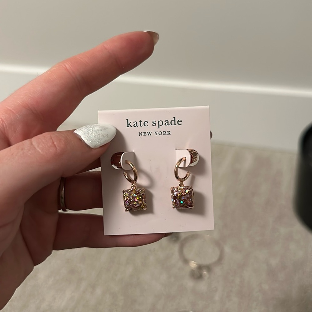 Kate Spade Rose Gold Glitter Earrings